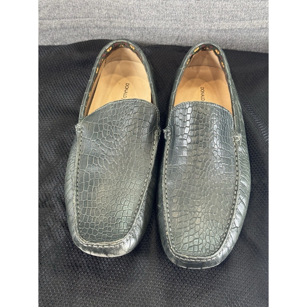 Donald J Pliner Vanda Snake Animal Print Slip On Driving Loafers Green 11.5 Mens